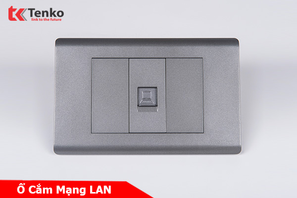 Ổ Cắm Mạng LAN (RJ45) Cho Tivi và Máy Tính Âm Tường TK-C25-073 Mặt Nhựa PC Xám