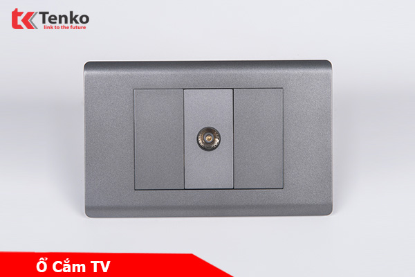 Ổ Cắm Tivi Cáp Đồng Trục – Truyền Hình Cáp Âm Tường Cao Cấp TENKO TK-C25-071 – Mặt Nhựa PC Xám