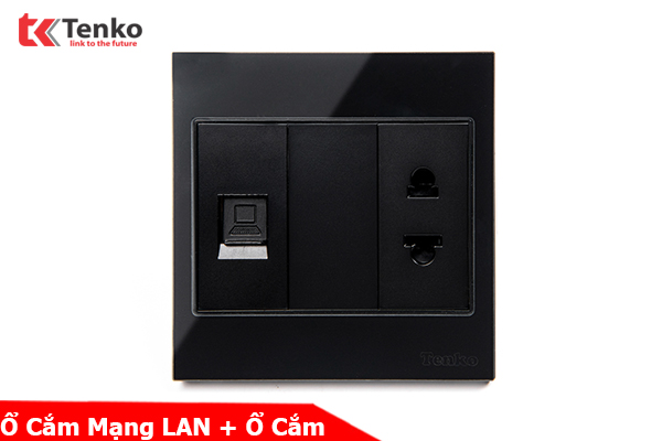 Ổ Cắm Mạng LAN Kèm Ổ Cắm Đơn Thông Dụng Kính Cường Lực Tenko TK-V18-078 – Giải Pháp Điều Khiển Điện Hiện Đại, Bền Bỉ