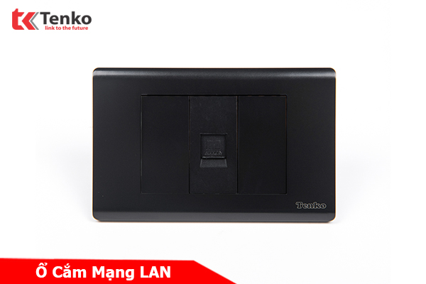 Ổ Cắm Mạng LAN (RJ45) Cho Tivi và Máy Tính Âm Tường TK-C25-073 Mặt Nhựa PC Đen