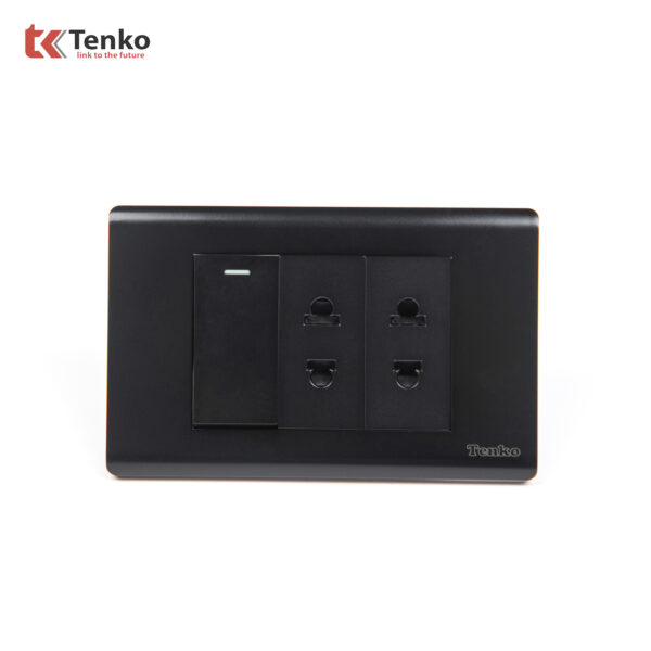 Bộ Công Tắc Ổ Cắm Điện Âm Tường Cao Cấp TENKO TK-C25-025 Mặt Nhựa PC Đen