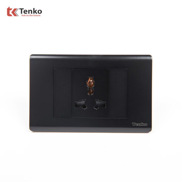 Ổ Cắm Điện 3 Chấu Chống Cháy Cao Cấp TENKO TK-C25-051 – Mặt Nhựa PC Đen