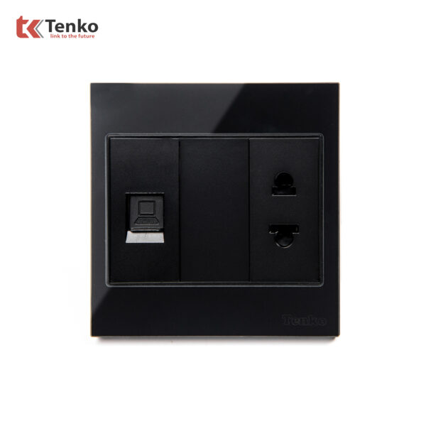 Ổ Cắm Mạng LAN Kèm Ổ Cắm Đơn Thông Dụng Kính Cường Lực Tenko TK-V18-078 – Giải Pháp Điều Khiển Điện Hiện Đại, Bền Bỉ