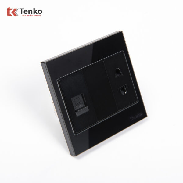 Ổ Cắm Mạng LAN Kèm Ổ Cắm Đơn Thông Dụng Kính Cường Lực Tenko TK-V18-078 – Giải Pháp Điều Khiển Điện Hiện Đại, Bền Bỉ