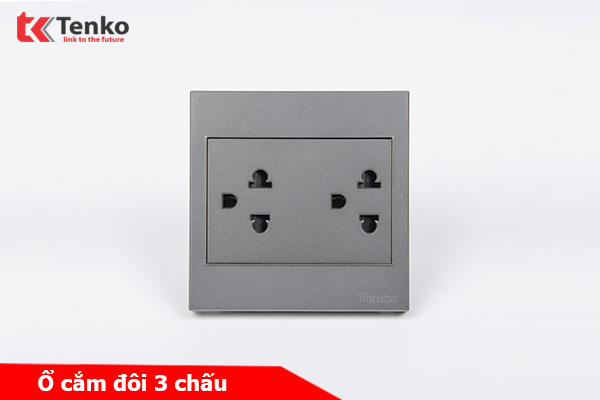 Ổ Cắm Đôi 3 Chấu Mặt Nhựa ABS Tenko TK-V1-044 – Giải Pháp Điều Khiển Điện Hiện Đại, Bền Bỉ