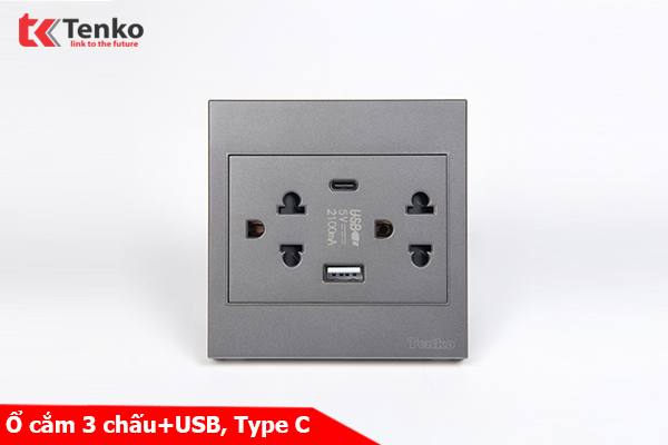 Ổ Cắm Kèm USB, Type C Mặt Nhựa ABS Tenko TK-V1-045 – Giải Pháp Điều Khiển Điện Hiện Đại, Bền Bỉ