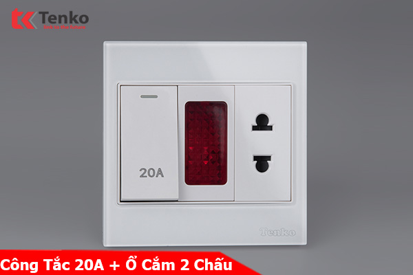 Công Tắc 20A Công Suất Cao Cho Bình Nóng Lạnh Điều Hoà Mặt Kính Cường Lực Tenko TK-V18-080 – Giải Pháp Điều Khiển Điện Hiện Đại, Bền Bỉ
