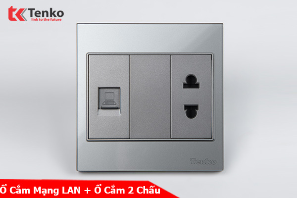 Ổ Cắm Mạng LAN Kèm Ổ Cắm Đơn Thông Dụng Kính Cường Lực Tenko TK-V18-078 – Giải Pháp Điều Khiển Điện Hiện Đại, Bền Bỉ