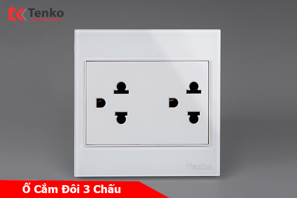 Ổ Điện Đôi 3 Chấu Kính Cường Lực Tenko TK-V18-044 – Giải Pháp Điều Khiển Điện Hiện Đại, Bền Bỉ