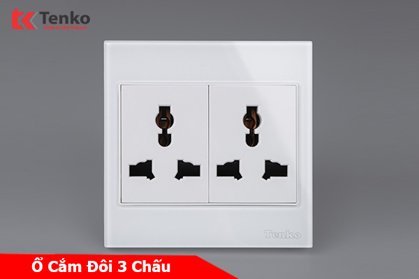 Ổ Cắm Đôi 3 Chấu Đa Năng Kính Cường Lực Tenko TK-V18-050 – Giải Pháp Điều Khiển Điện Hiện Đại, Bền Bỉ