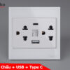 Ổ Cắm Đôi 3 Chấu + USB + Type C Kính Cường Lực Tenko TK-V18-045 – Giải Pháp Điều Khiển Điện Hiện Đại, Bền Bỉ