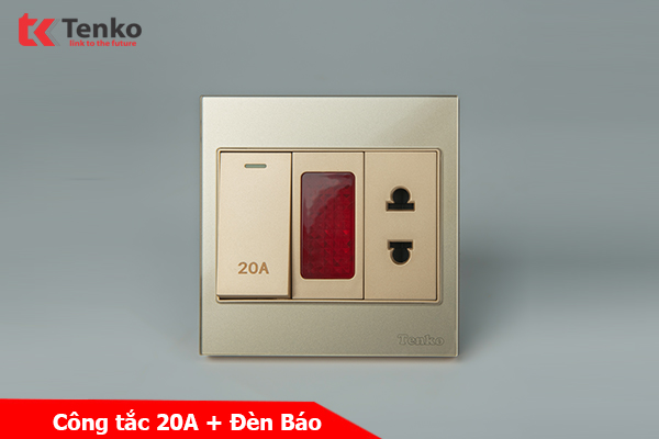 Công Tắc 20A Công Suất Cao Kèm Đèn Báo Mặt Kính Cường Lực Tenko TK-V18-080 Màu Vàng  – Giải Pháp Điều Khiển Điện Hiện Đại, Bền Bỉ