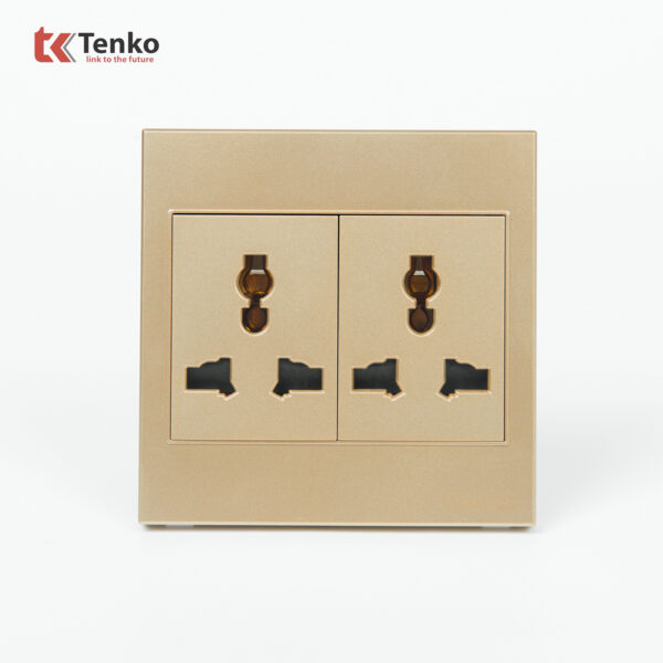 Ổ Cắm Đôi 3 Chấu Mặt Nhựa ABS Tenko TK-V1-050 Màu Vàng – Giải Pháp Điều Khiển Điện Hiện Đại, Bền Bỉ
