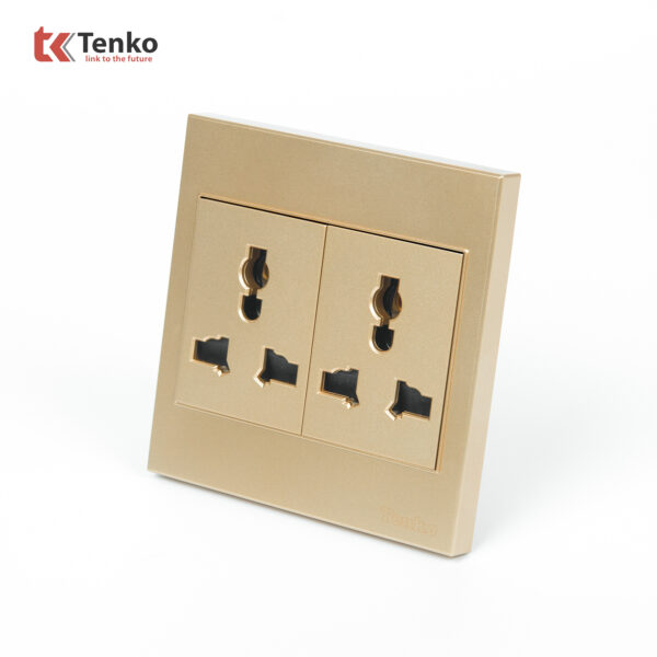 Ổ Cắm Đôi 3 Chấu Mặt Nhựa ABS Tenko TK-V1-050 Màu Vàng – Giải Pháp Điều Khiển Điện Hiện Đại, Bền Bỉ