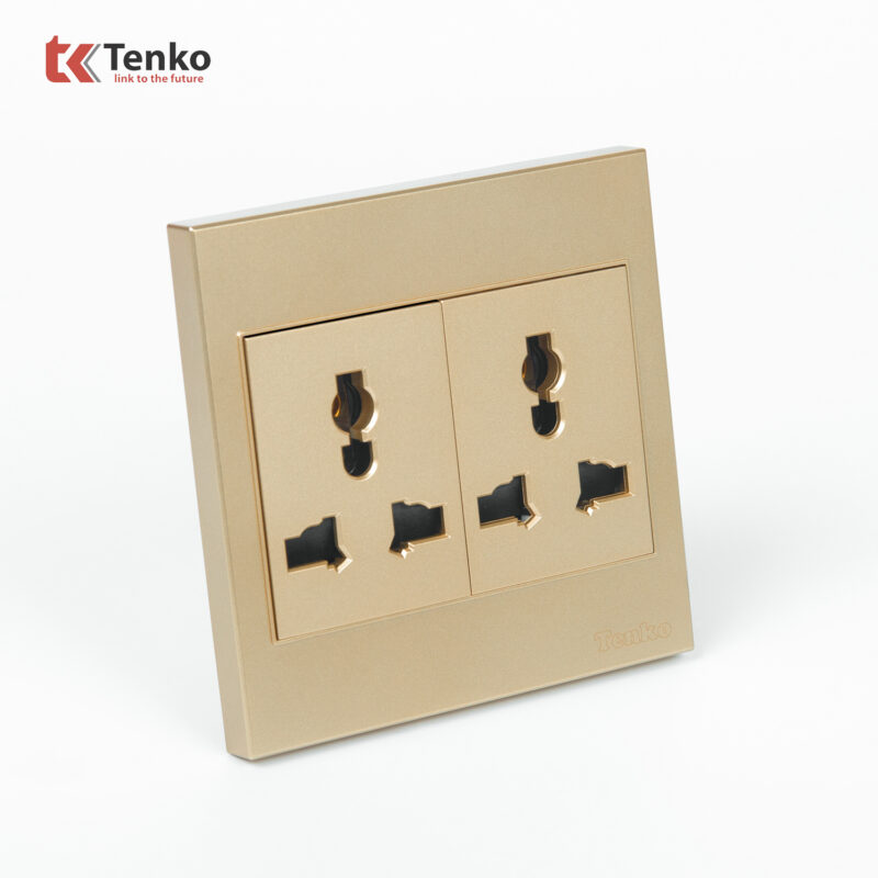 Ổ Cắm Đôi 3 Chấu Mặt Nhựa ABS Tenko TK-V1-050 Màu Vàng – Giải Pháp Điều Khiển Điện Hiện Đại, Bền Bỉ