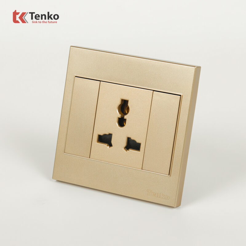 Ổ Cắm Đôi 3 Chấu Mặt Nhựa ABS Tenko TK-V1-051 Màu Vàng – Giải Pháp Điều Khiển Điện Hiện Đại, Bền Bỉ