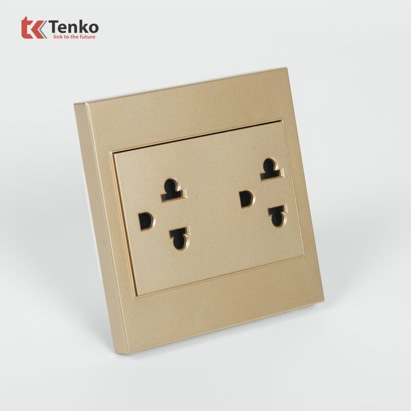 Ổ Cắm Đôi 3 Chấu Chấu Mặt Nhựa ABS Tenko TK-V1-044 Màu Vàng – Giải Pháp Điều Khiển Điện Hiện Đại, Bền Bỉ