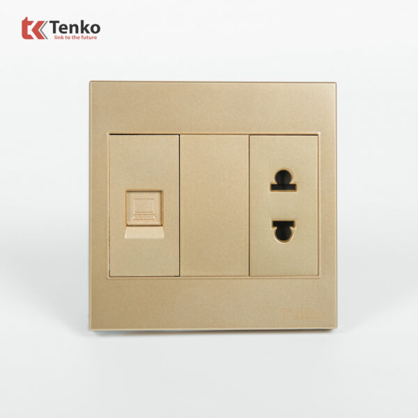Ổ Cắm Có Ổ Mạng LAN Mặt Nhựa ABS Tenko TK-V1-076 Màu Vàng – Giải Pháp Điều Khiển Điện Hiện Đại, Bền Bỉ
