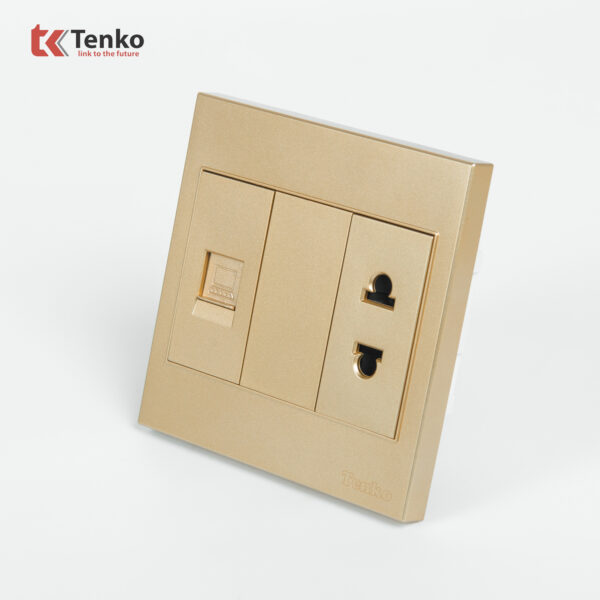 Ổ Cắm Có Ổ Mạng LAN Mặt Nhựa ABS Tenko TK-V1-076 Màu Vàng – Giải Pháp Điều Khiển Điện Hiện Đại, Bền Bỉ