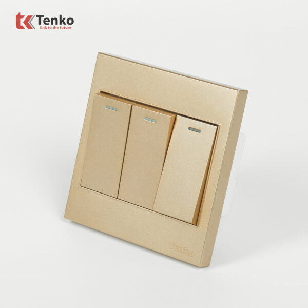 Công Tắc 3 Nút Mặt Nhựa ABS Tenko TK-V1-03 Màu Vàng – Giải Pháp Điều Khiển Điện Hiện Đại, Bền Bỉ