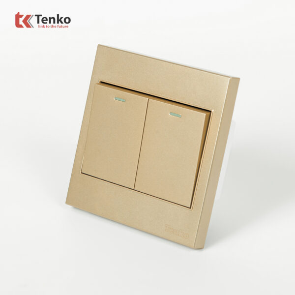 Công Tắc 2 Nút Mặt Nhựa ABS Tenko TK-V1-02 Màu Vàng – Giải Pháp Điều Khiển Điện Hiện Đại, Bền Bỉ