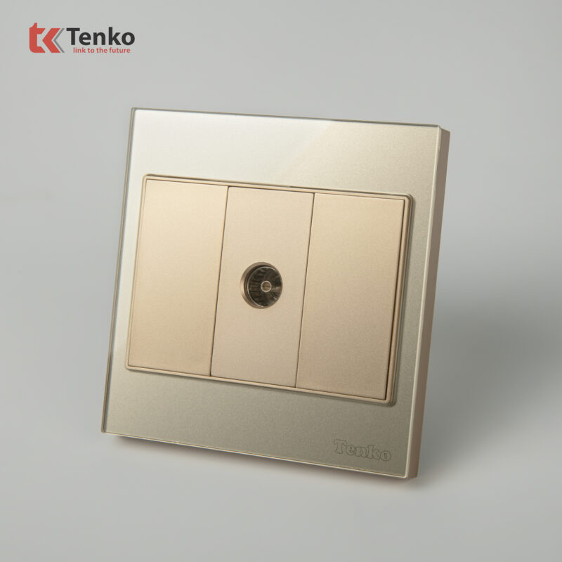 Ổ Cắm TV Mặt Kính Cường Lực Tenko TK-V18-071 Màu Vàng – Giải Pháp Điều Khiển Điện Hiện Đại, Bền Bỉ