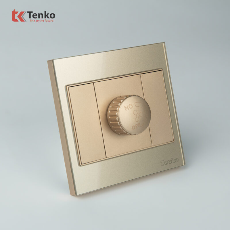 Chiết Áp Quạt Mặt Kính Cường Lực Tenko TK-V18-086 Màu Vàng – Giải Pháp Điều Khiển Điện Hiện Đại, Bền Bỉ