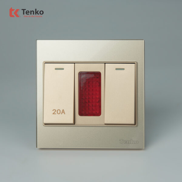 Công Tắc 20A Công Suất Cao Kèm Đèn Báo Mặt Kính Cường Lực Tenko TK-V18-081 Màu Vàng  – Giải Pháp Điều Khiển Điện Hiện Đại, Bền Bỉ