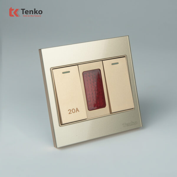 Công Tắc 20A Công Suất Cao Kèm Đèn Báo Mặt Kính Cường Lực Tenko TK-V18-081 Màu Vàng  – Giải Pháp Điều Khiển Điện Hiện Đại, Bền Bỉ