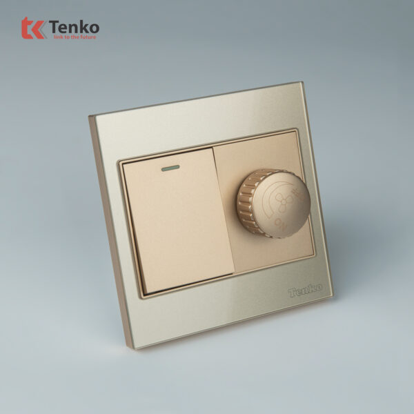 Chiết Áp Quạt Mặt Kính Cường Lực Tenko TK-V18-087 Màu Vàng  – Giải Pháp Điều Khiển Điện Hiện Đại, Bền Bỉ