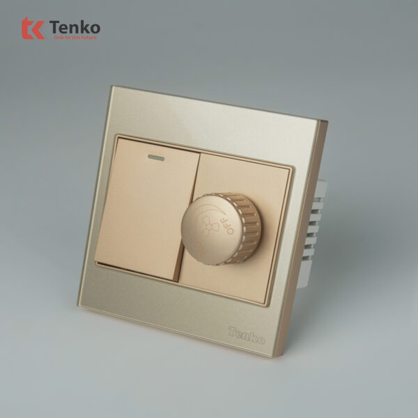 Chiết Áp Quạt Mặt Kính Cường Lực Tenko TK-V18-087 Màu Vàng  – Giải Pháp Điều Khiển Điện Hiện Đại, Bền Bỉ