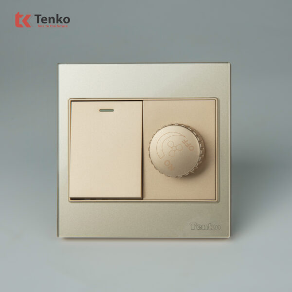 Chiết Áp Quạt Mặt Kính Cường Lực Tenko TK-V18-087 Màu Vàng  – Giải Pháp Điều Khiển Điện Hiện Đại, Bền Bỉ