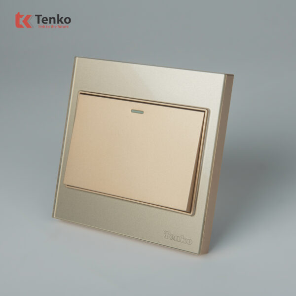 Công Tắc 1 Nút Mặt Kính Cường Lực Tenko TK-V18-01 – Giải Pháp Điều Khiển Điện Hiện Đại, Bền Bỉ Màu Vàng