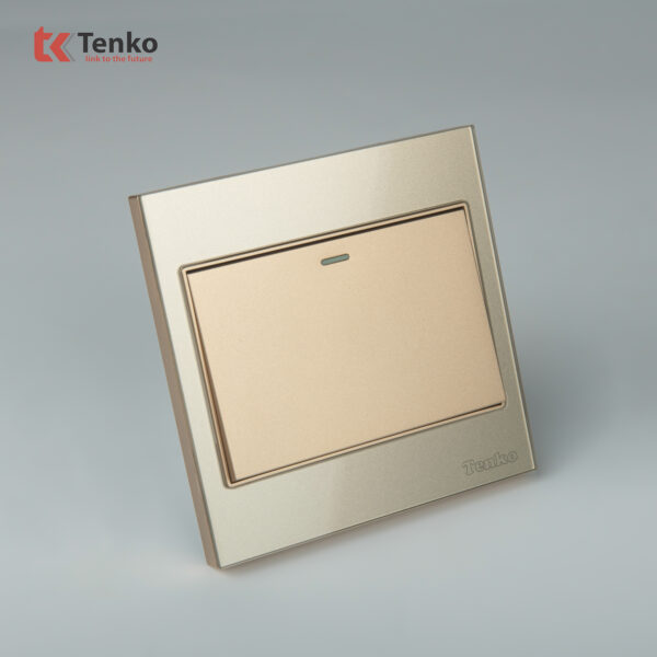 Công Tắc 1 Nút Mặt Kính Cường Lực Tenko TK-V18-01 – Giải Pháp Điều Khiển Điện Hiện Đại, Bền Bỉ Màu Vàng