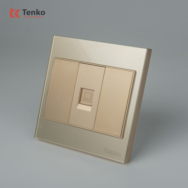 Ổ Cắm Mạng LAN (RJ45) Mặt Kính Cường Lực Tenko TK-V18-073 Màu Vàng – Giải Pháp Điều Khiển Điện Hiện Đại, Bền Bỉ