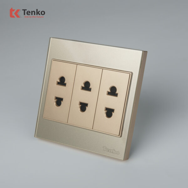 Ổ Cắm 2 Chấu Mặt Kính Cường Lực Tenko TK-V18-020 – Giải Pháp Điều Khiển Điện Hiện Đại, Bền Bỉ Màu Vàng