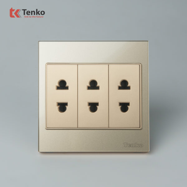 Ổ Cắm 2 Chấu Mặt Kính Cường Lực Tenko TK-V18-020 – Giải Pháp Điều Khiển Điện Hiện Đại, Bền Bỉ Màu Vàng