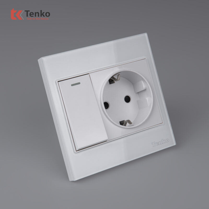 Ổ Cắm Chìm Chuẩn Đức Có Công Tắc Kính Cường Lực Tenko TK-V18-060 – Giải Pháp Điều Khiển Điện Hiện Đại, Bền Bỉ