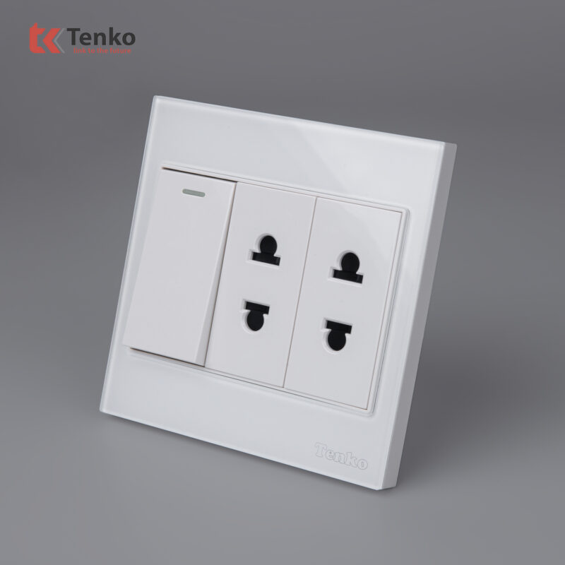 Bộ Công Tắc Ổ Cắm Điện Kính Cường Lực Tenko TK-V18-025 – Giải Pháp Điều Khiển Điện Hiện Đại, Bền Bỉ