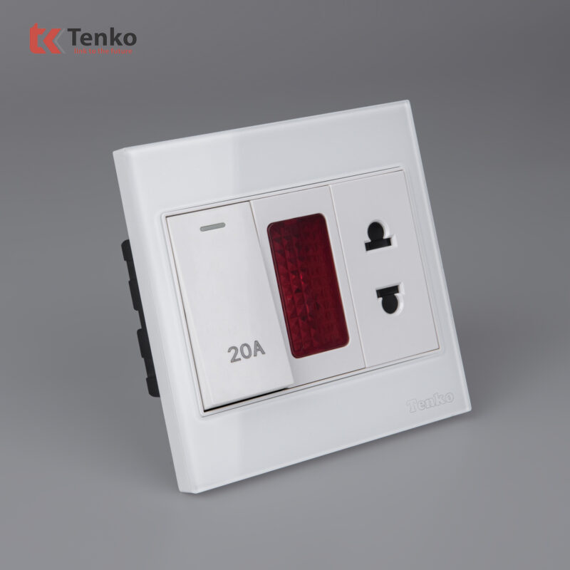 Công Tắc 20A Công Suất Cao Cho Bình Nóng Lạnh Điều Hoà Mặt Kính Cường Lực Tenko TK-V18-080 – Giải Pháp Điều Khiển Điện Hiện Đại, Bền Bỉ