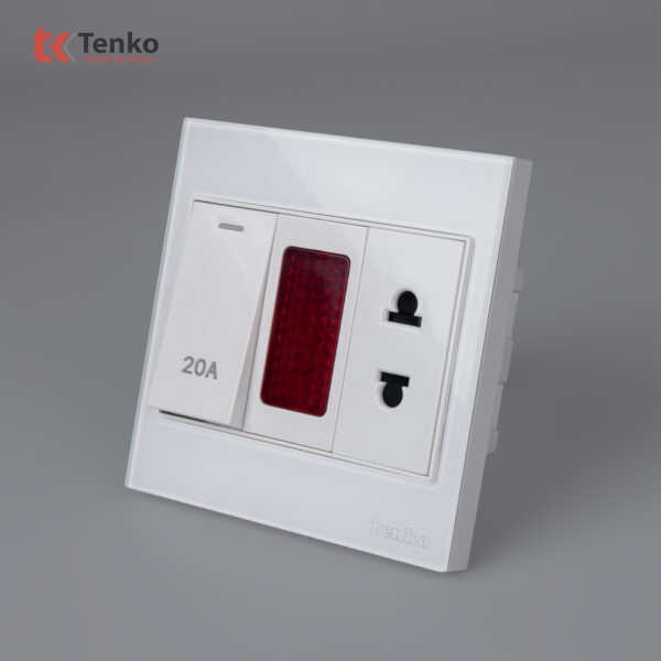 Công Tắc 20A Công Suất Cao Cho Bình Nóng Lạnh Điều Hoà Mặt Kính Cường Lực Tenko TK-V18-080 – Giải Pháp Điều Khiển Điện Hiện Đại, Bền Bỉ