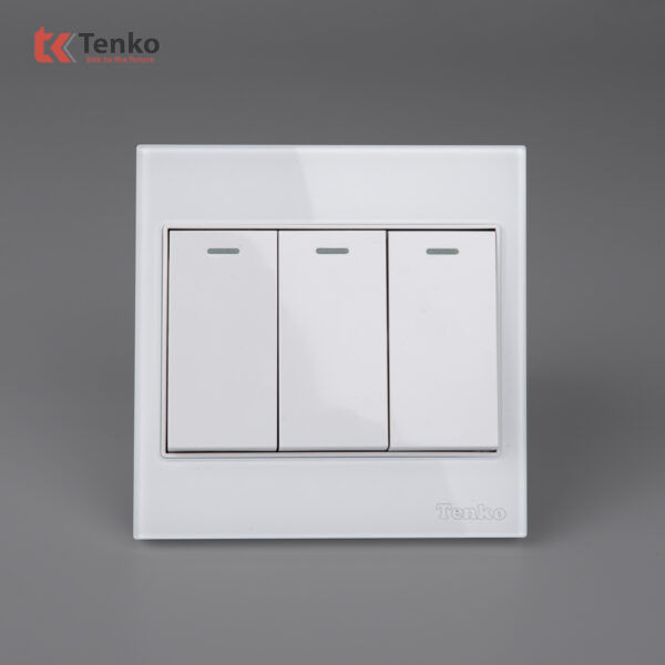 Công Tắc 3 Nút Mặt Kính Cường Lực Tenko TK-V18-03 – Giải Pháp Điều Khiển Điện Hiện Đại, Bền Bỉ