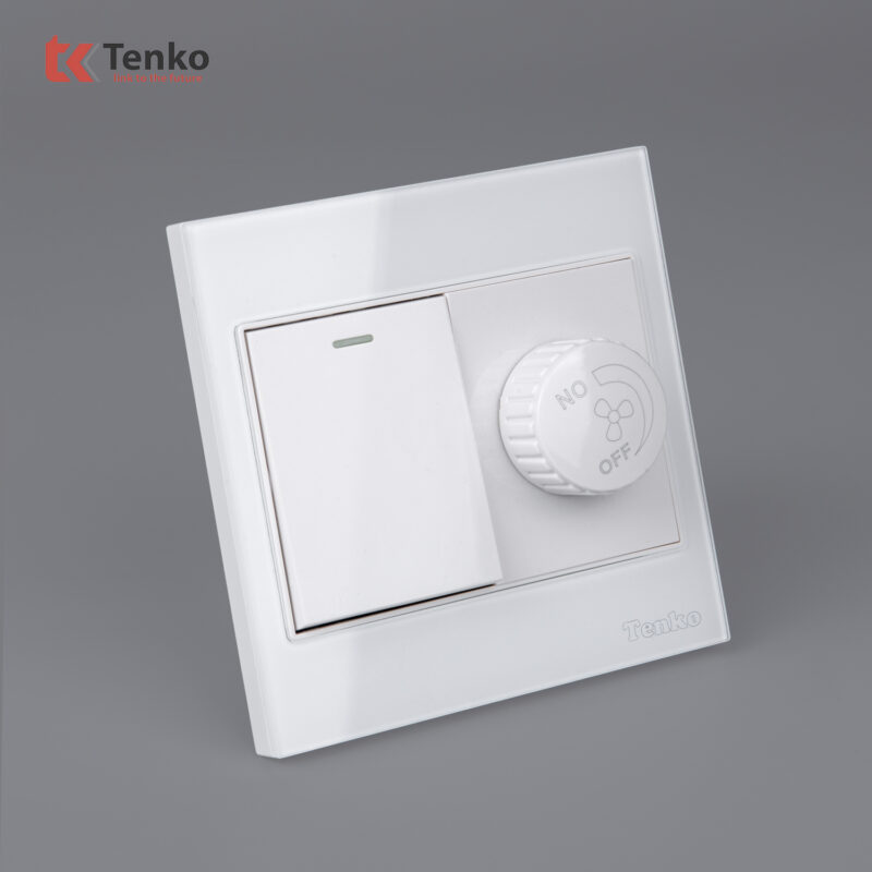 Chiết Áp Quạt+Công Tắc Mặt Kính Cường Lực Tenko TK-V18-087 – Giải Pháp Điều Khiển Điện Hiện Đại, Bền Bỉ