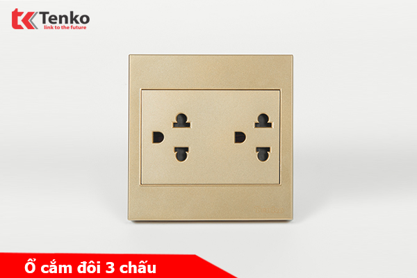 Ổ Cắm Đôi 3 Chấu Mặt Nhựa ABS Tenko TK-V1-044 Màu Vàng – Giải Pháp Điều Khiển Điện Hiện Đại, Bền Bỉ