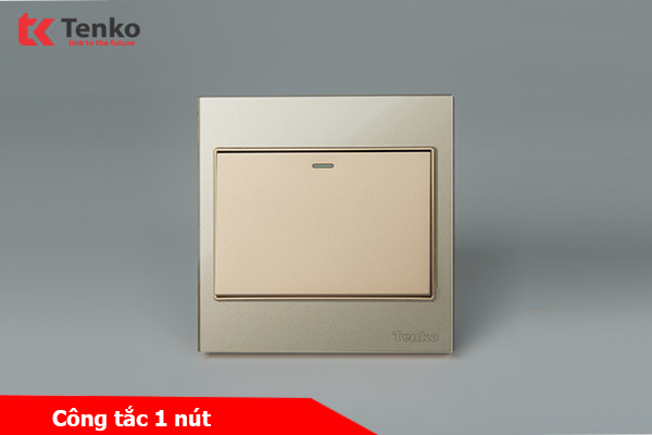 Công Tắc 1 Nút Mặt Kính Cường Lực Tenko TK-V18-01 – Giải Pháp Điều Khiển Điện Hiện Đại, Bền Bỉ Màu Vàng