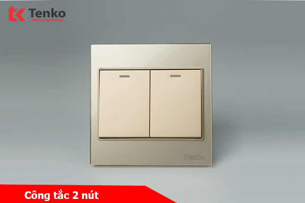 Công Tắc 2 Nút Mặt Kính Cường Lực Tenko TK-V18-02 – Giải Pháp Điều Khiển Điện Hiện Đại, Bền Bỉ Màu Vàng