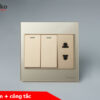 Ổ Cắm 2 Chấu + Công Tắc Mặt Kính Cường Lực Tenko TK-V18-027 Màu Vàng – Giải Pháp Điều Khiển Điện Hiện Đại, Bền Bỉ