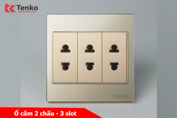 Ổ Cắm 2 Chấu Mặt Kính Cường Lực Tenko TK-V18-020 – Giải Pháp Điều Khiển Điện Hiện Đại, Bền Bỉ Màu Vàng