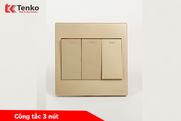 Công Tắc 3 Nút Mặt Nhựa ABS Tenko TK-V1-03 Màu Vàng – Giải Pháp Điều Khiển Điện Hiện Đại, Bền Bỉ