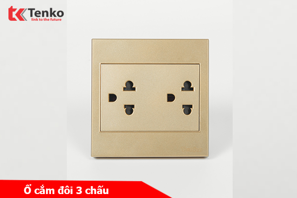 Ổ Cắm Đôi 3 Chấu Chấu Mặt Nhựa ABS Tenko TK-V1-044 Màu Vàng – Giải Pháp Điều Khiển Điện Hiện Đại, Bền Bỉ
